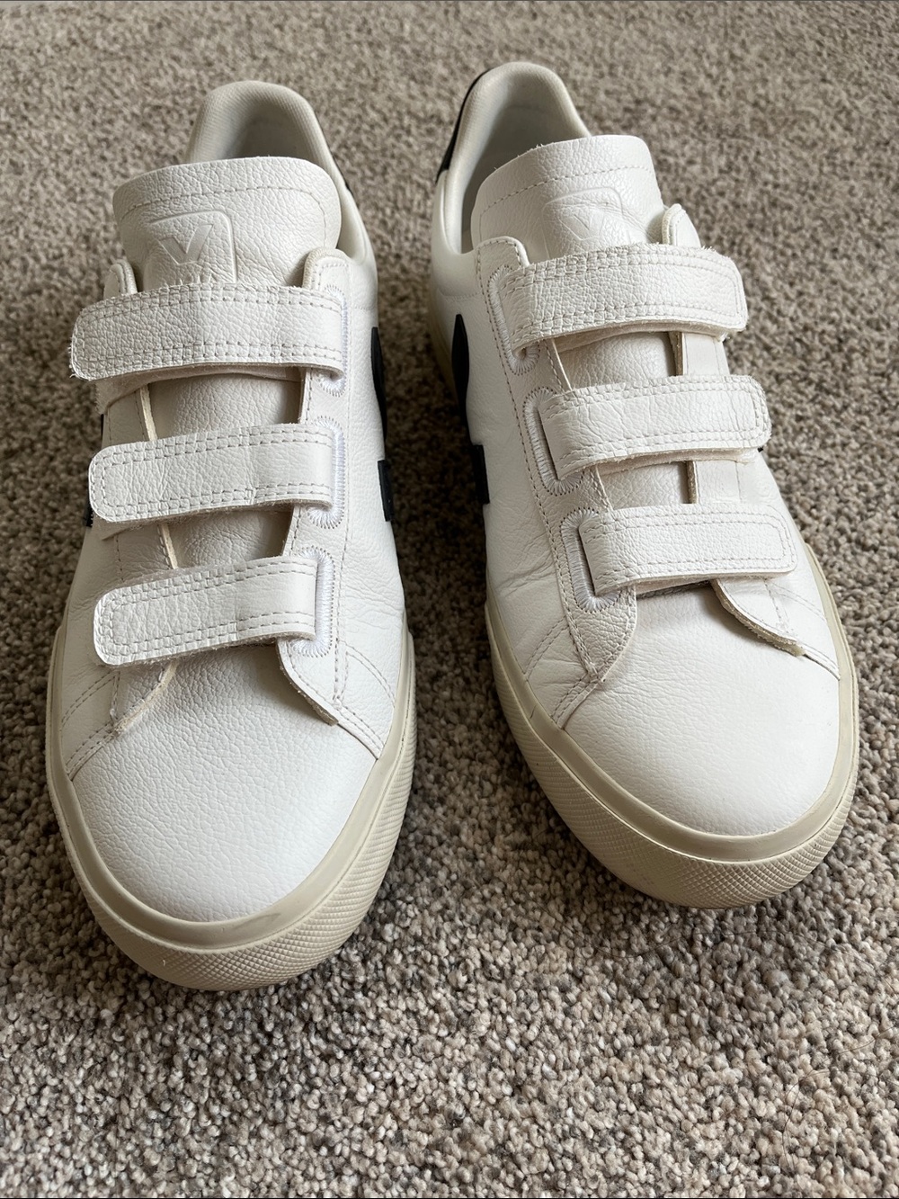 Veja White Sneakers with Black V - Triple Velcro Straps - Picture 2 of 8